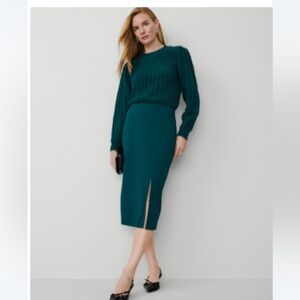 Ann Taylor Ponte Pull On Side Slit Skirt